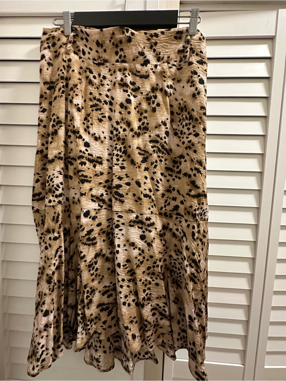 Banana Republic Beige and Black Leopard-Spot Midi Skirt